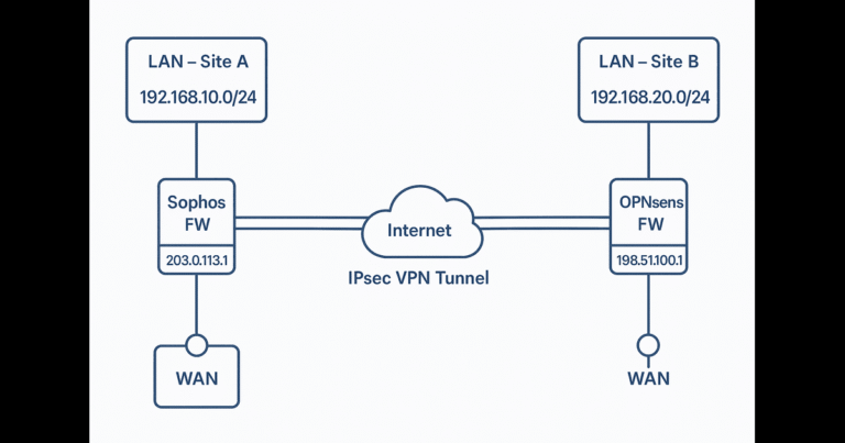 Site-to-Site VPN Architecture Diagram (Sophos FW & OPNsense FW
