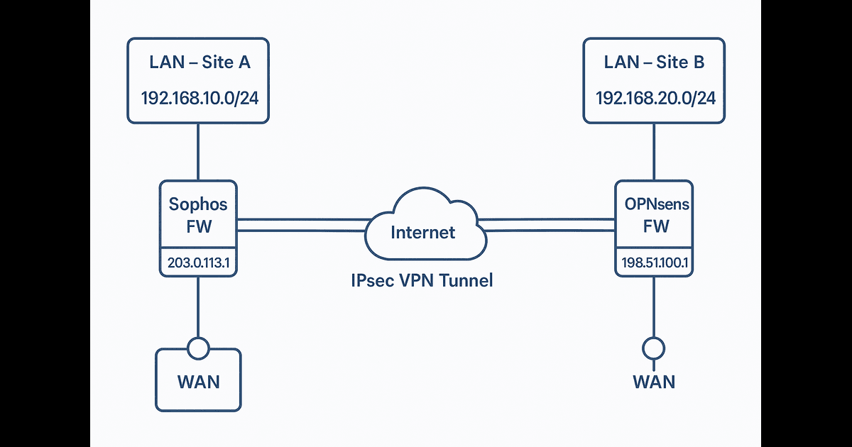 Site-to-Site VPN Architecture Diagram (Sophos FW & OPNsense FW