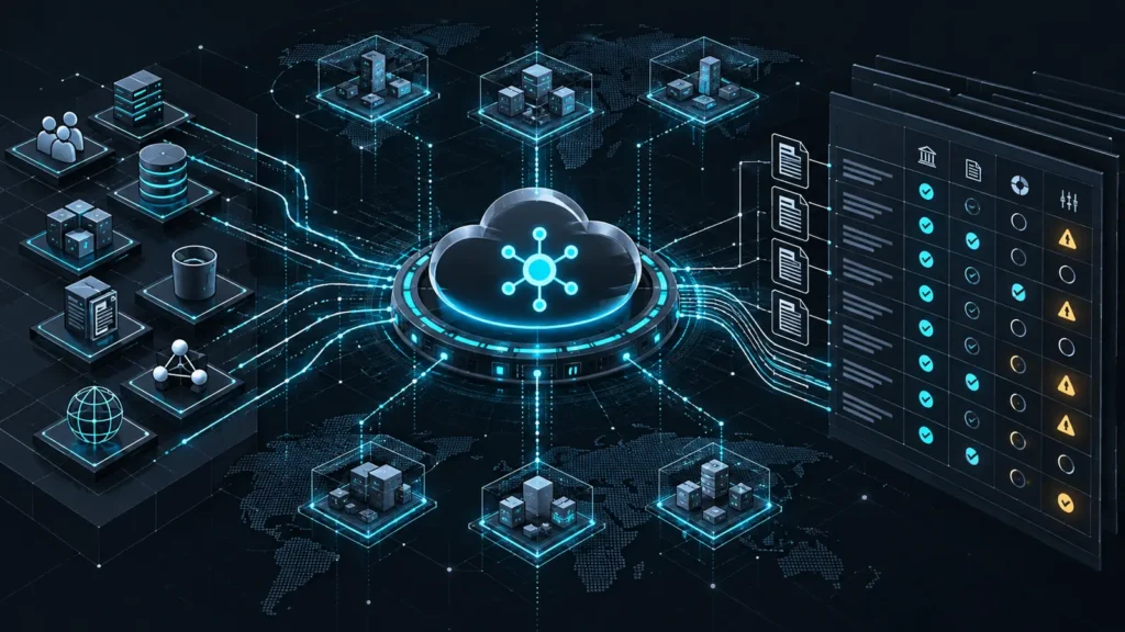 Multi-account cloud resources feeding Security Hub controls and a CRI Profile evidence matrix